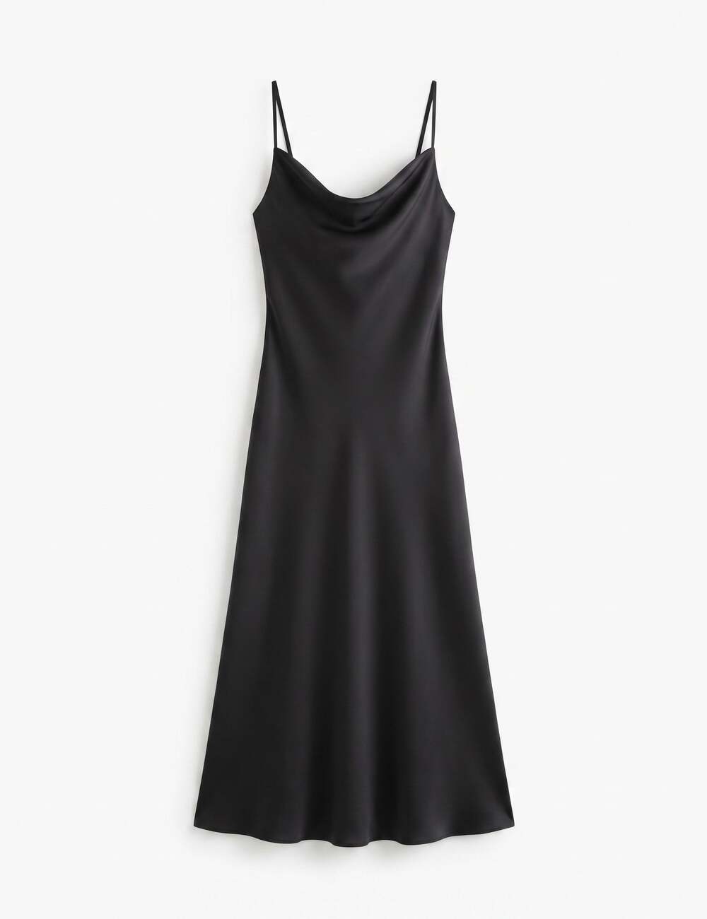 Women's Satin Spaghetti Strap Cowl Neck Backless Midi Dress – Size Medium